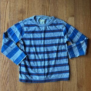 mini BODEN striped Blue and Gray Long Sleeve Shirt